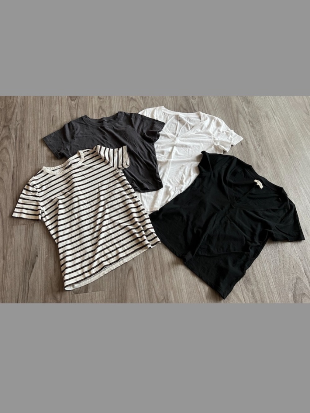 Madewell + Gap Cotton Tees, Pack of 4 (XXS, Women, White/Blue/Black/Striped)
